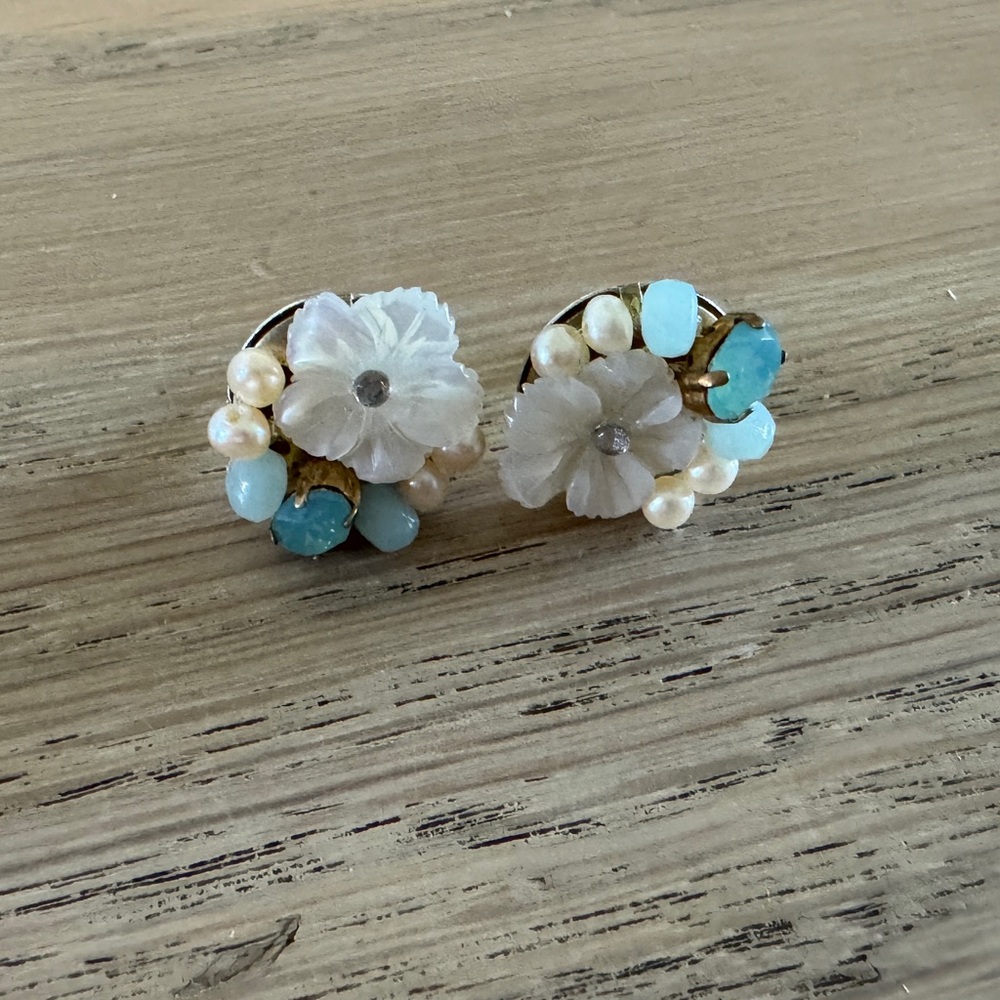 Anthropologie cluster floral earrings
